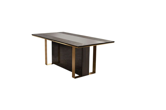 Essenza Walnut/Gold Dining Table with 2 16" Extensions