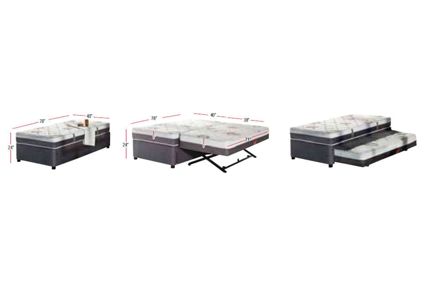 Four Seasons High Rise Twin Bed with Extra Mattress