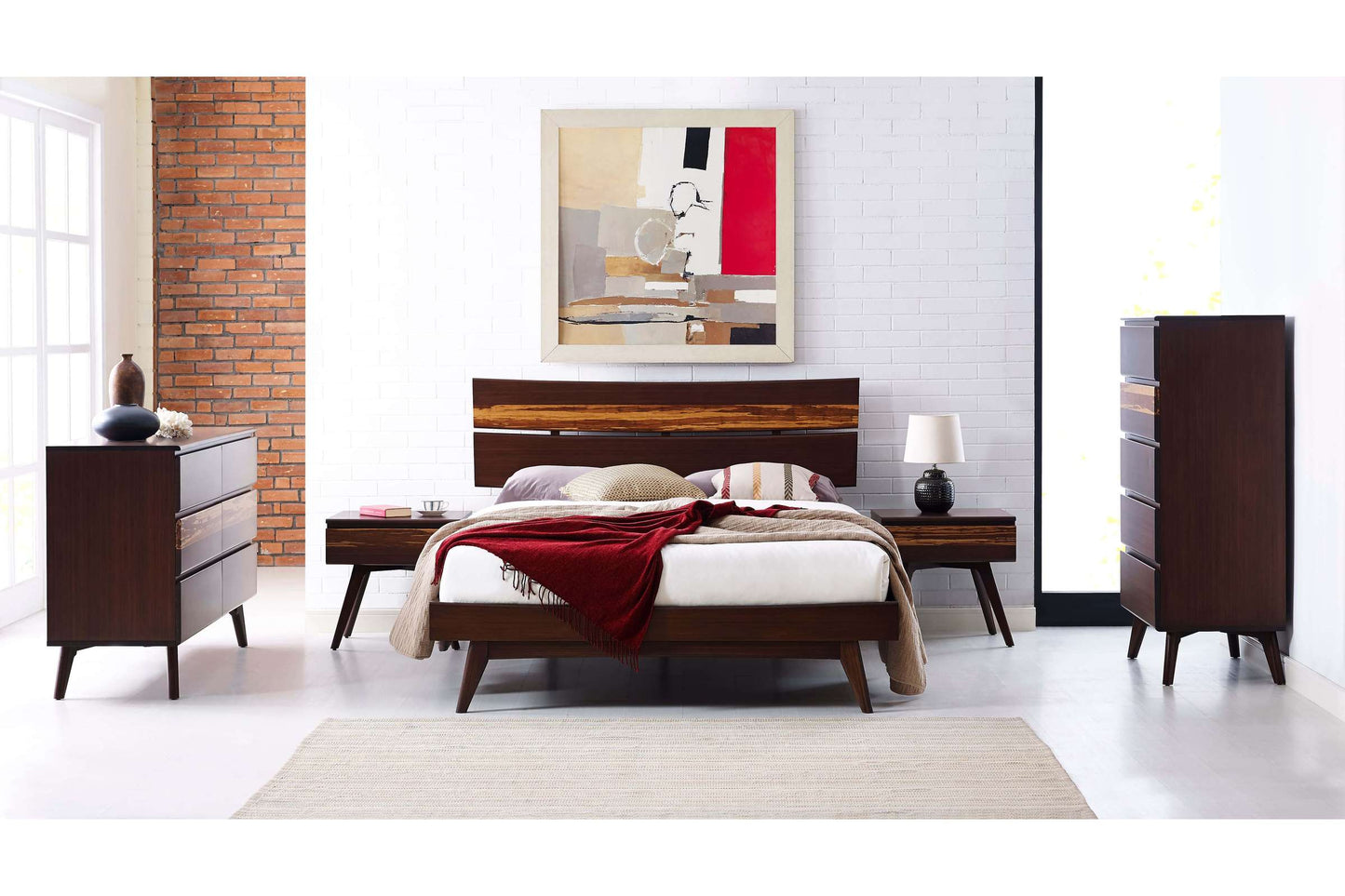 Azara Sable Nightstand with Tiger Bamboo Accent Drawer