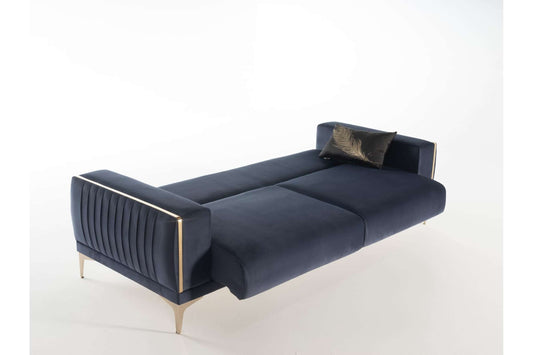 Carlino 3 Seat Sleeper Sofa Bed in Napoly Navy Blue by Bellona