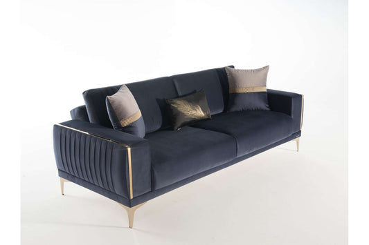 Carlino 3 Seat Sleeper Sofa Bed in Napoly Navy Blue by Bellona