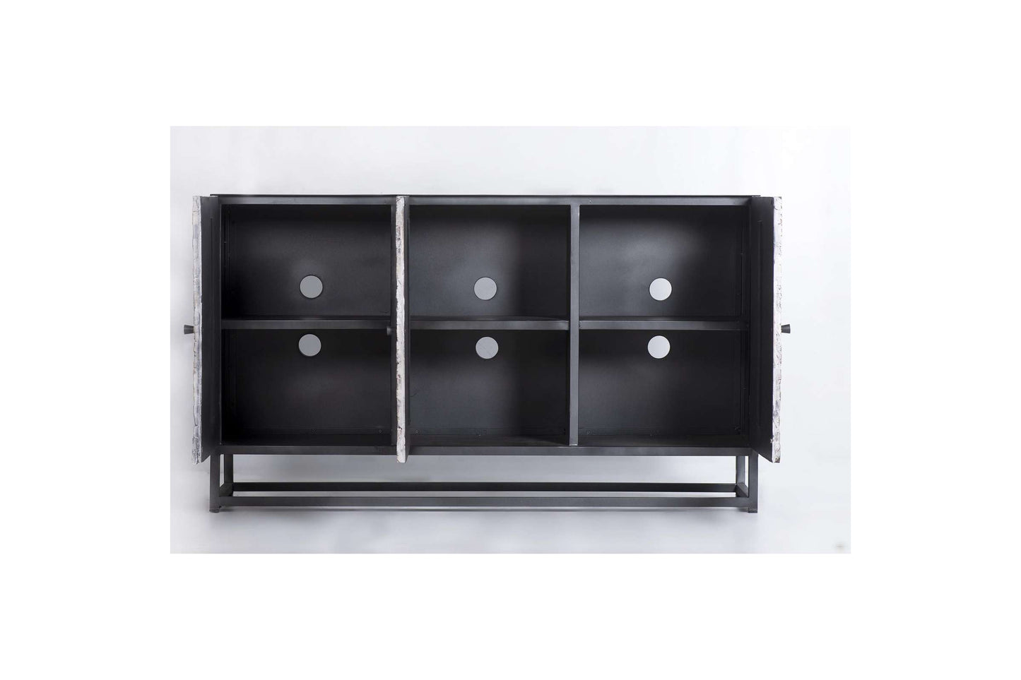 Astral Plains Grey Wash Reclaimed 3 Door Accent Cabinet with Starburst Pattern