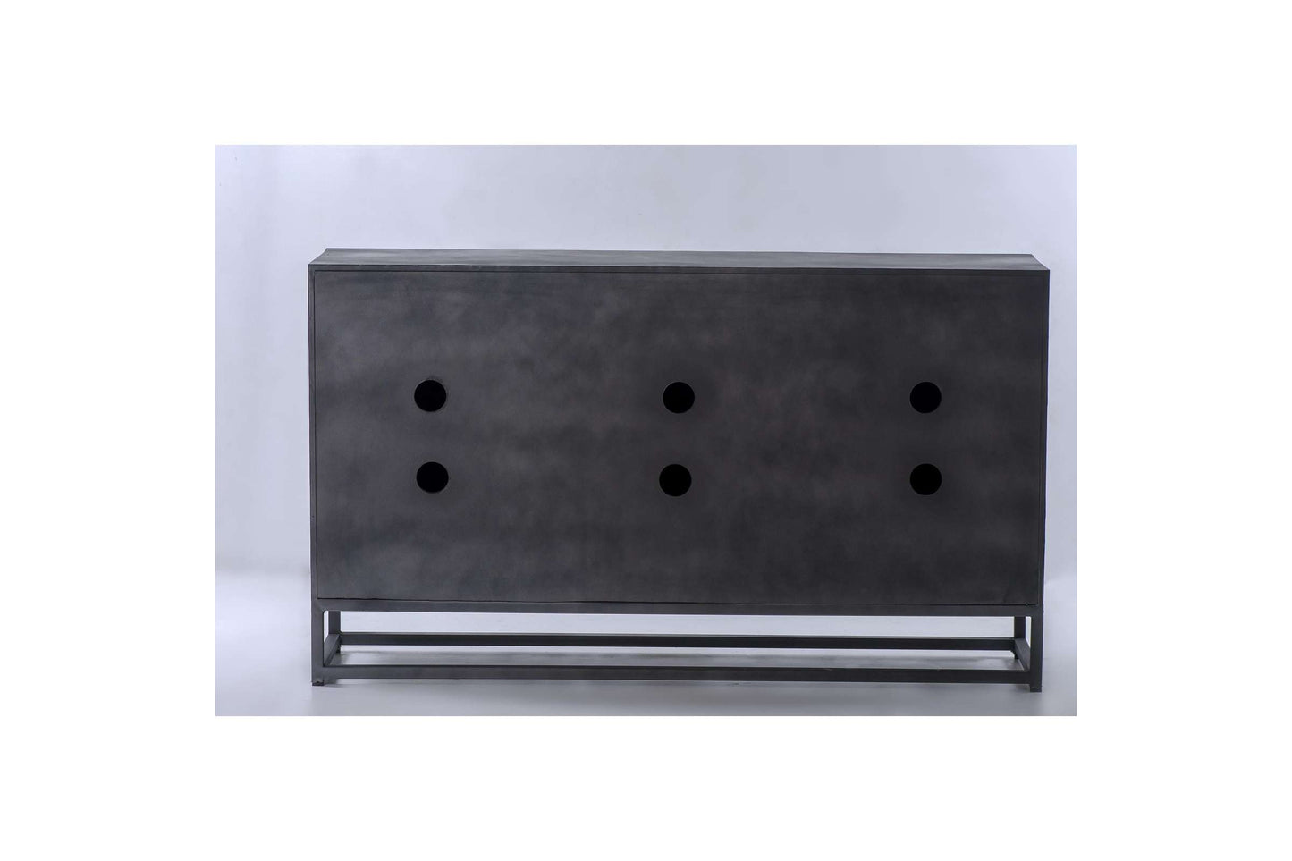 Astral Plains Grey Wash Reclaimed 3 Door Accent Cabinet with Starburst Pattern