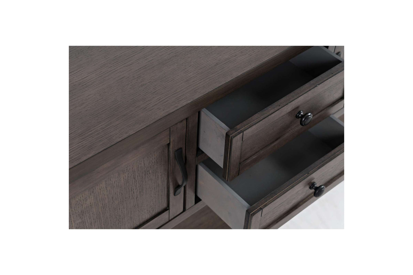 Lincoln Square Dark Brown Server with 2 Drawers - Elegant Dining Furniture