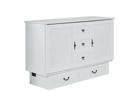 Queen White Murphy Cabinet Bed