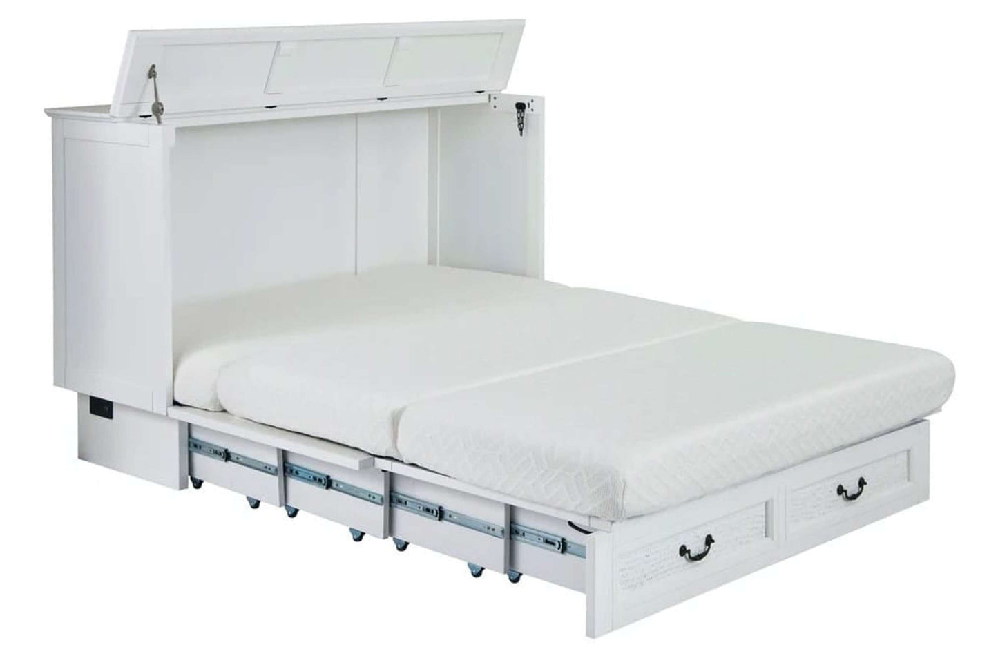 Queen White Murphy Cabinet Bed