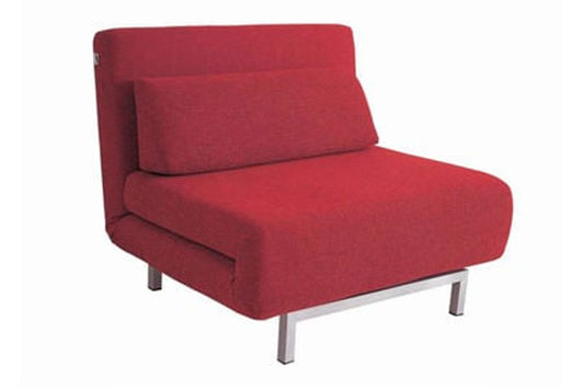 Convertible Fabric Chair Bed in Red