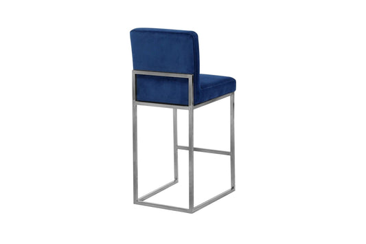 Giselle Navy Blue Velvet Counter Stool (Set of 2) - Modern Home Bar Seating