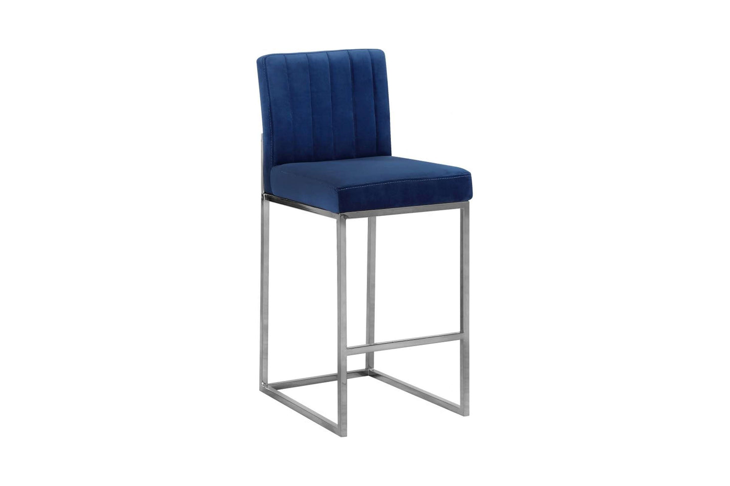 Giselle Navy Blue Velvet Counter Stool (Set of 2) - Modern Home Bar Seating