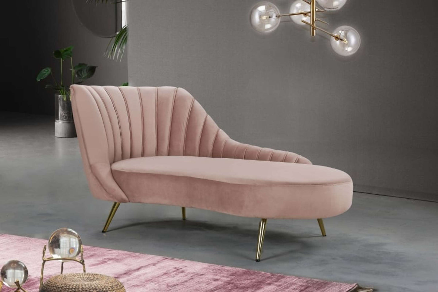 Margo Pink Velvet Chaise Lounge