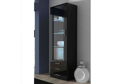 Soho S1 Black Modern 24" Bookcase with LED Lighting