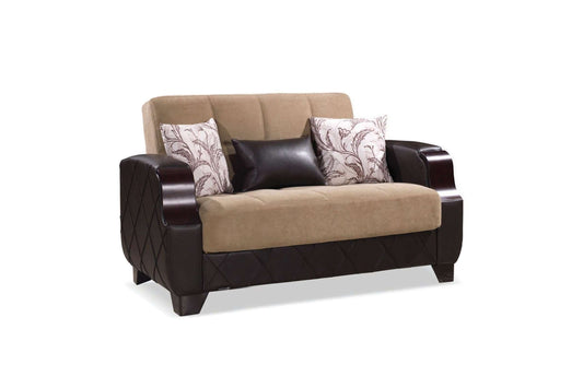 Lyon Brown Convertible Loveseat