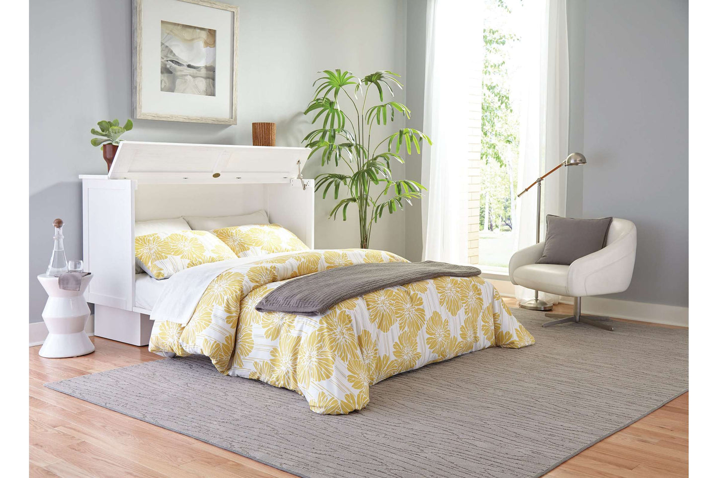 Murphy Cabinet Bed White Wire Brush