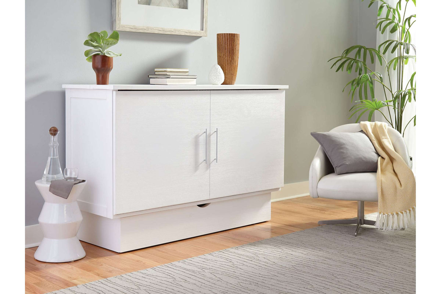 Murphy Cabinet Bed White Wire Brush