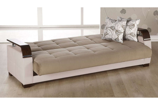 Natural Naomi Light Brown Convertible Sofa Bed by Bellona - Modern Sleeper Sofa