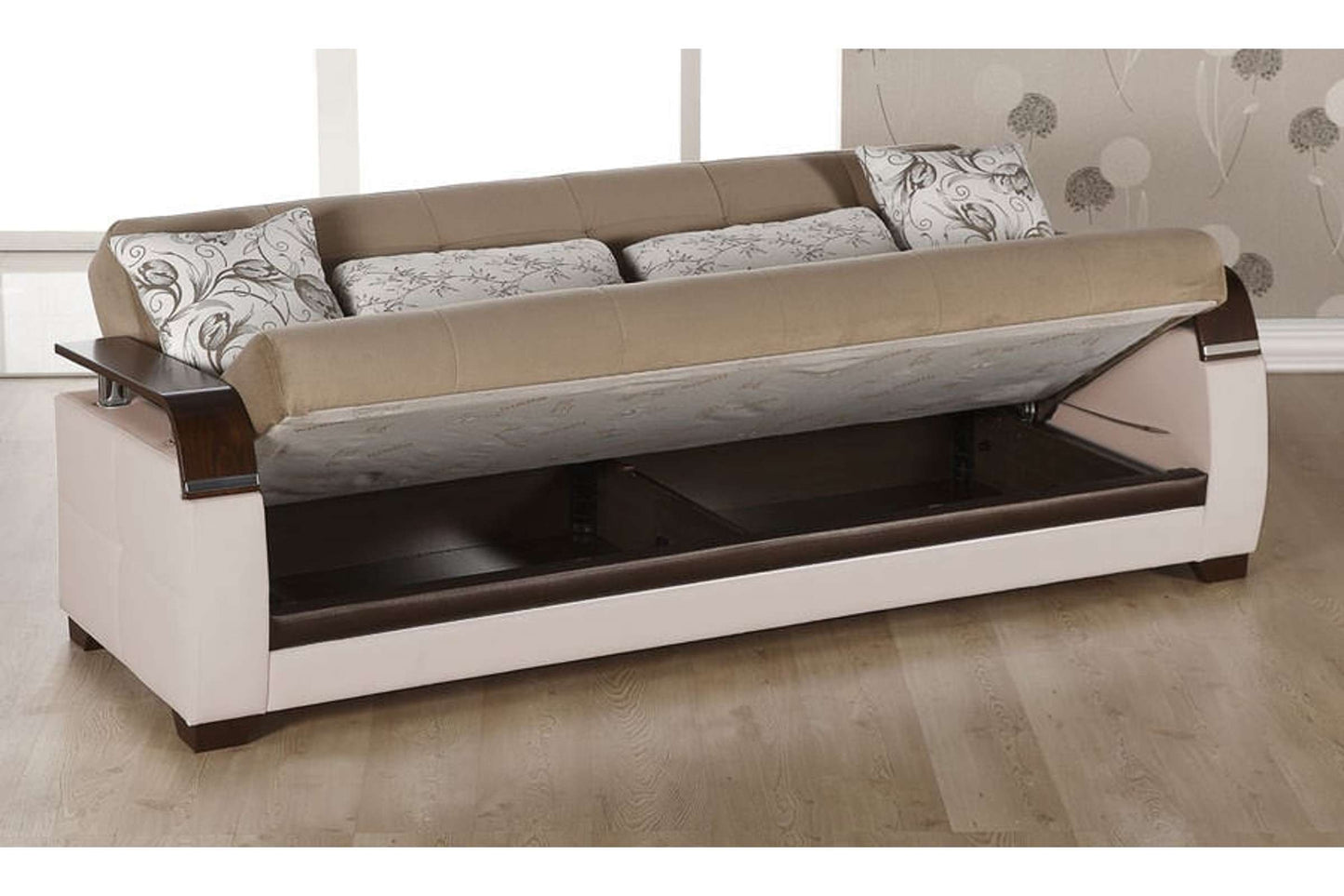 Natural Naomi Light Brown Convertible Sofa Bed by Bellona - Modern Sleeper Sofa