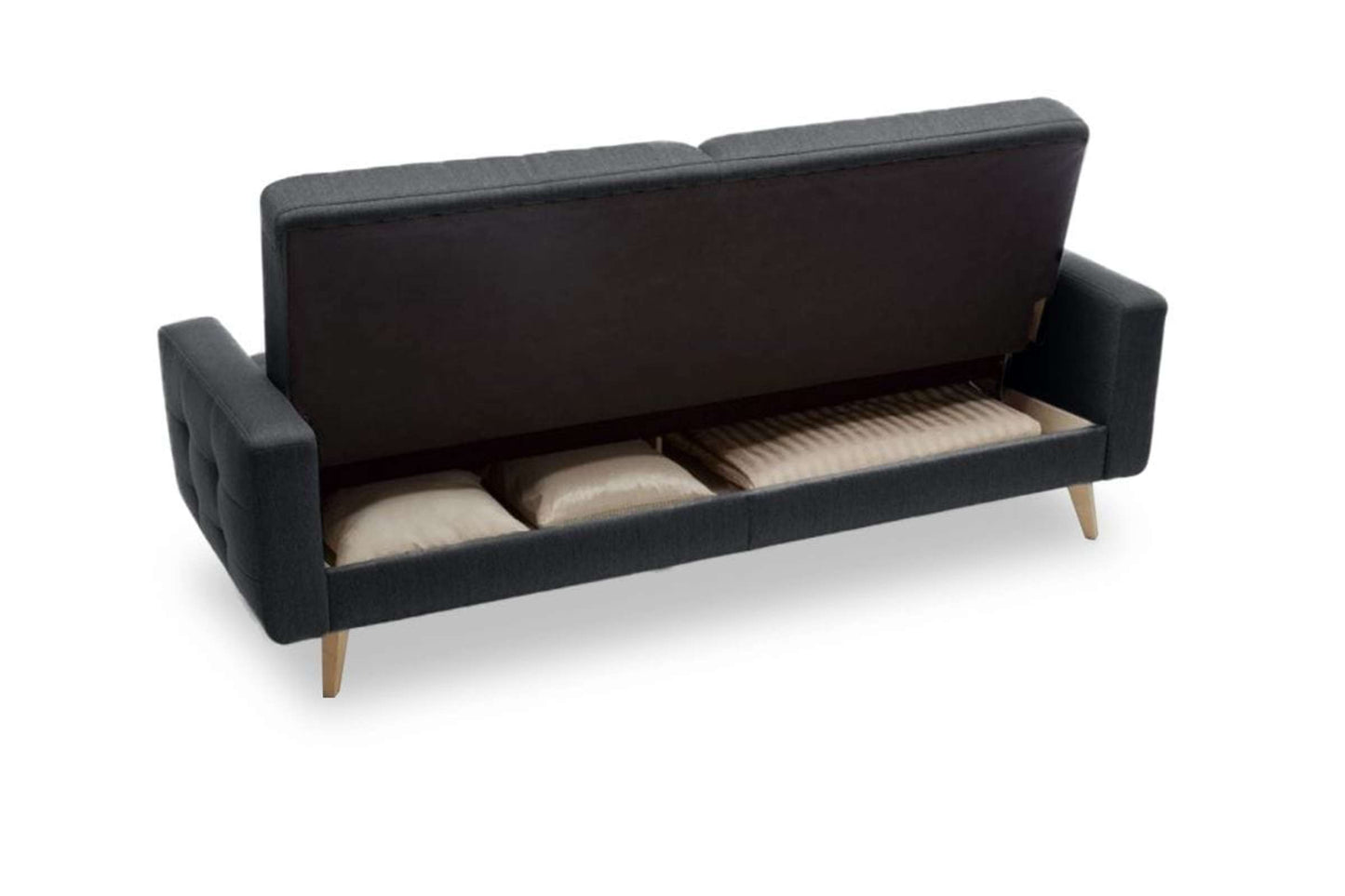 Nappa Sofa Bed Euro Sleeper Dark Gray with Storage