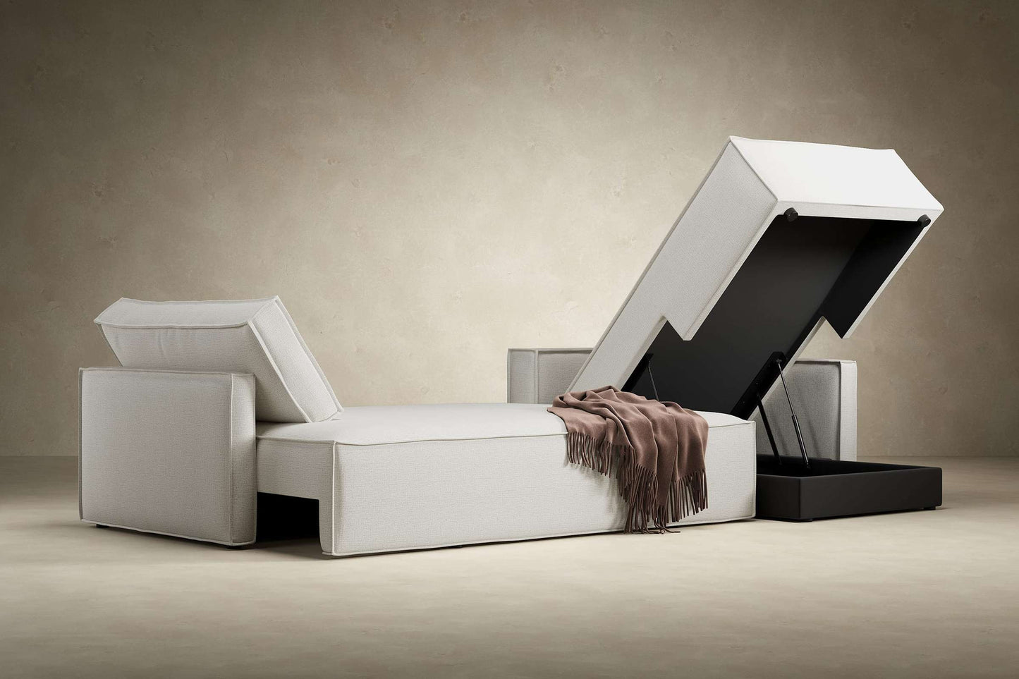 Slim Sofa Bed w/Lounger Adario Taupe