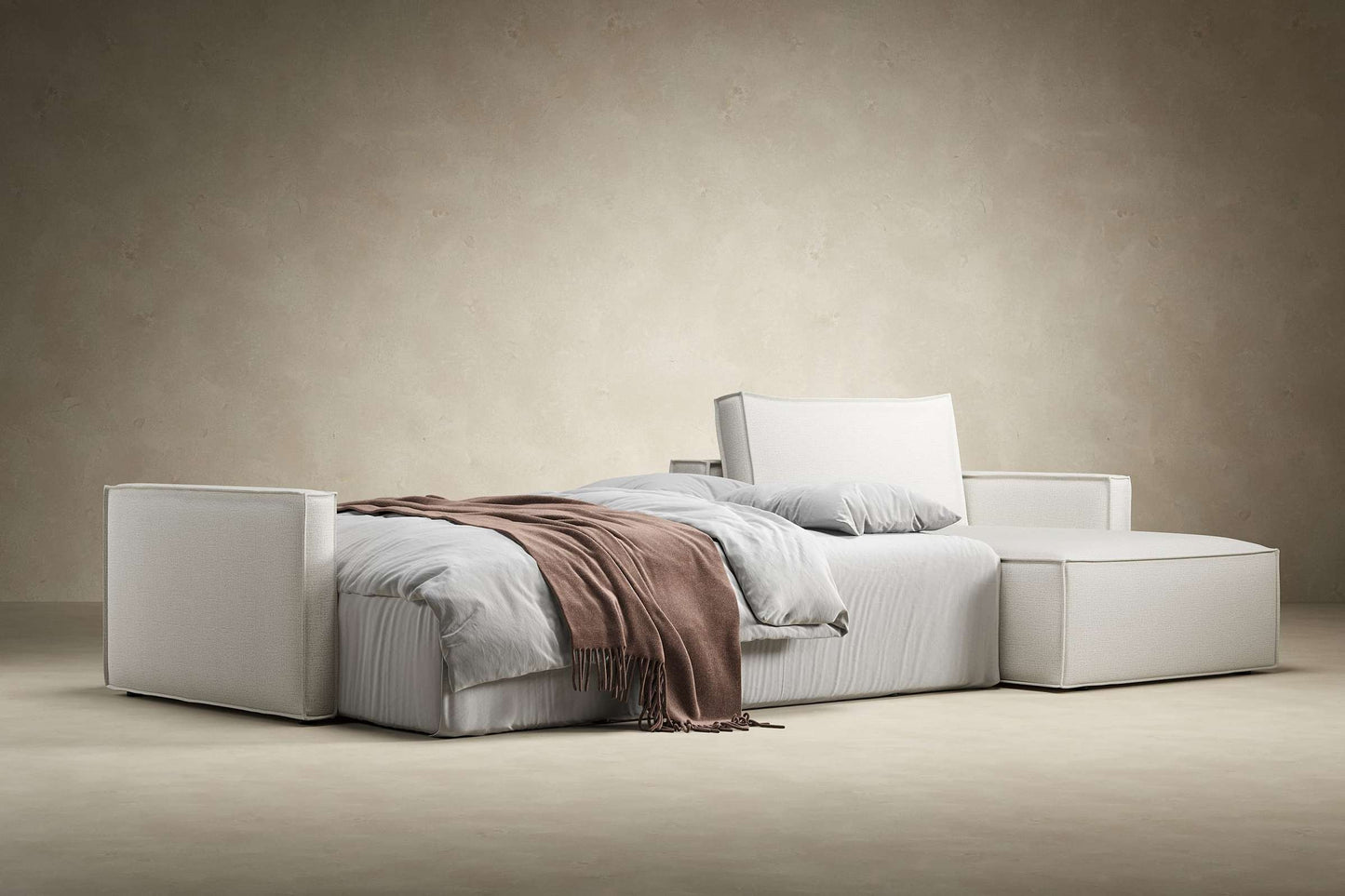 Slim Sofa Bed w/Lounger Adario Fog