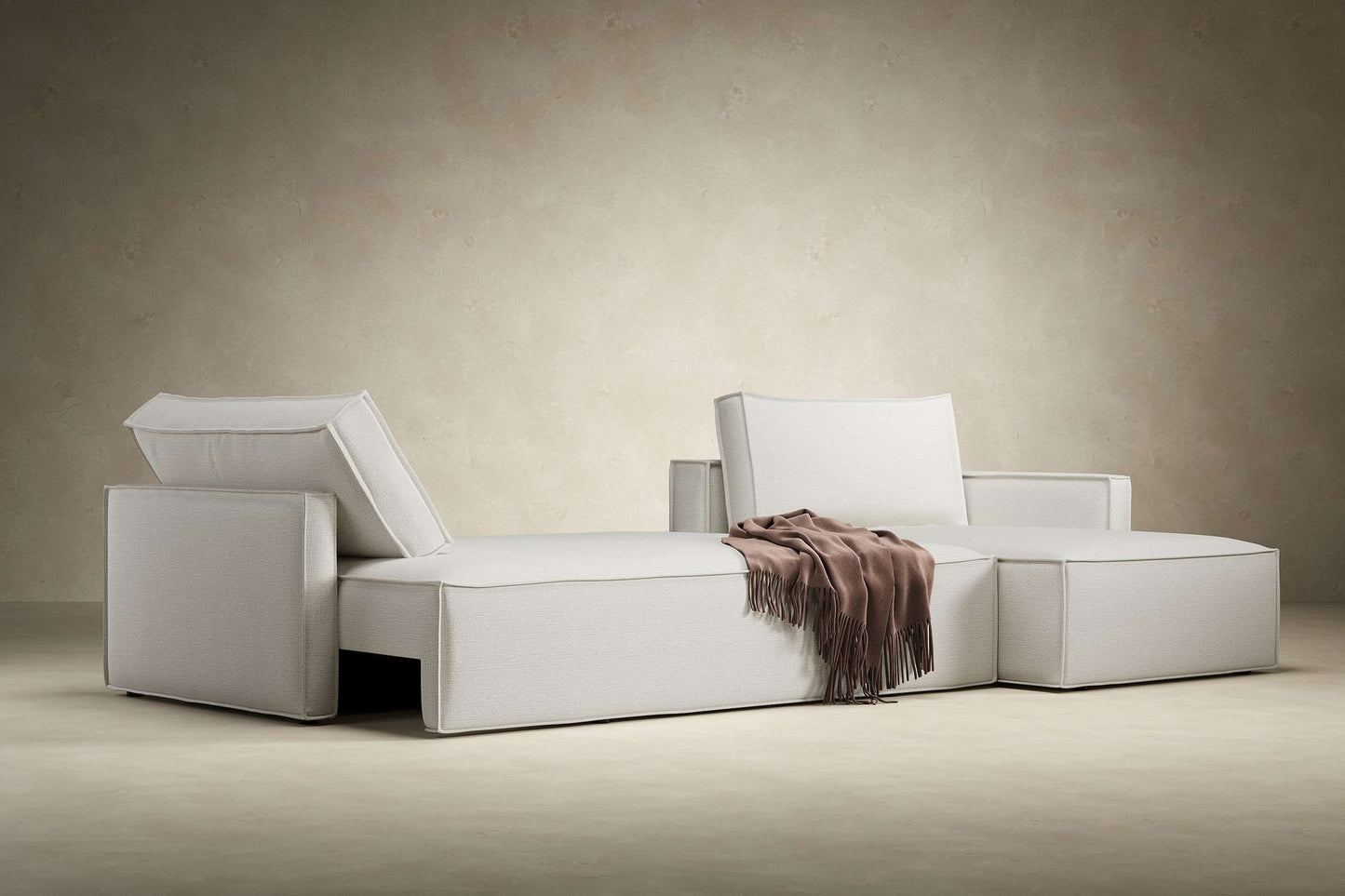 Slim Sofa Bed w/Lounger Adario Fog