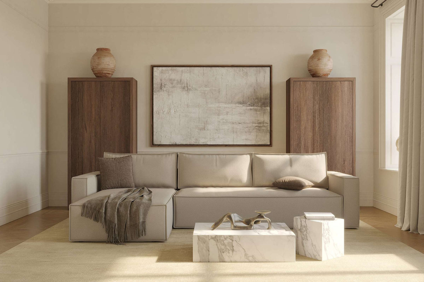 Standard Sofa Bed w/Lounger Adario Taupe