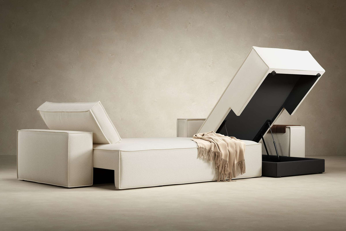 Wide Sofa Bed w/Lounger Adario Basmati