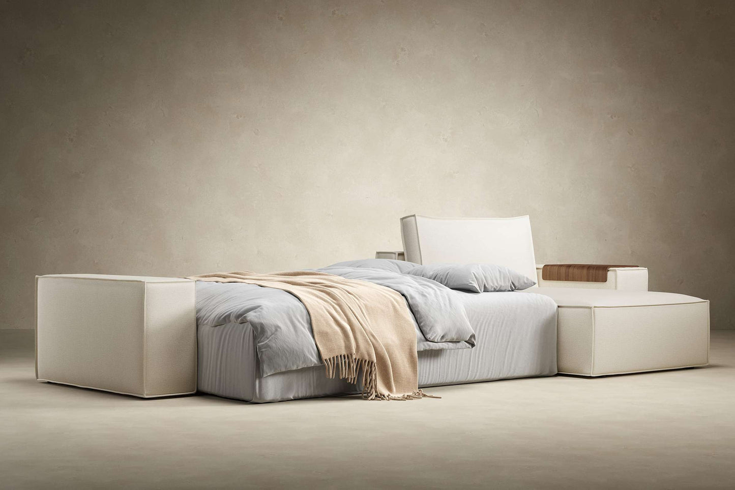 Wide Sofa Bed w/Lounger Adario Taupe