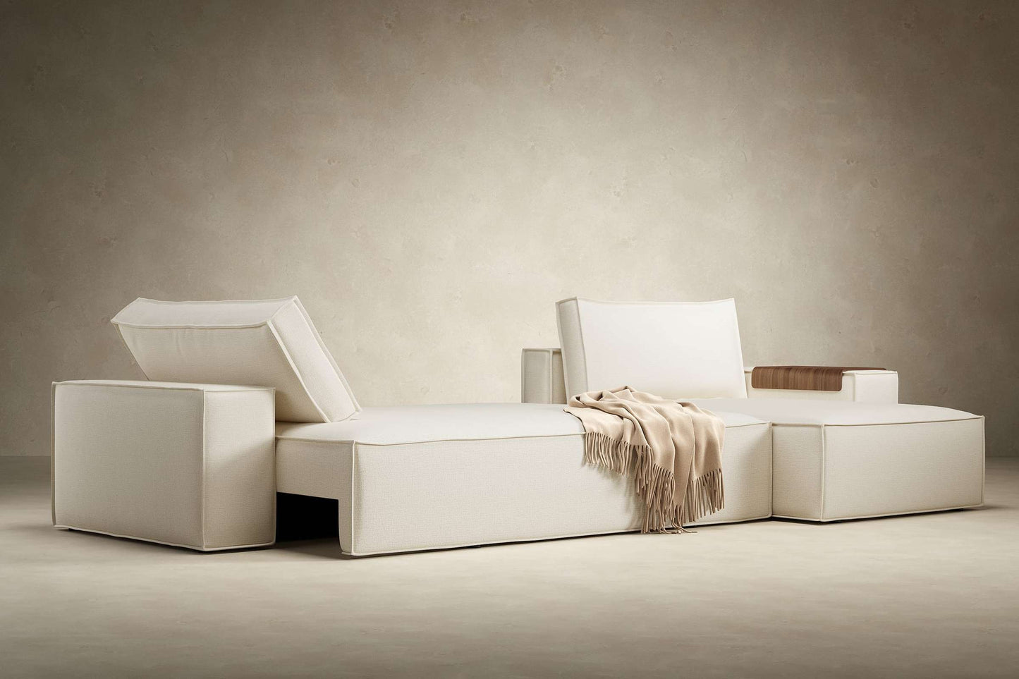 Wide Sofa Bed w/Lounger Adario Taupe