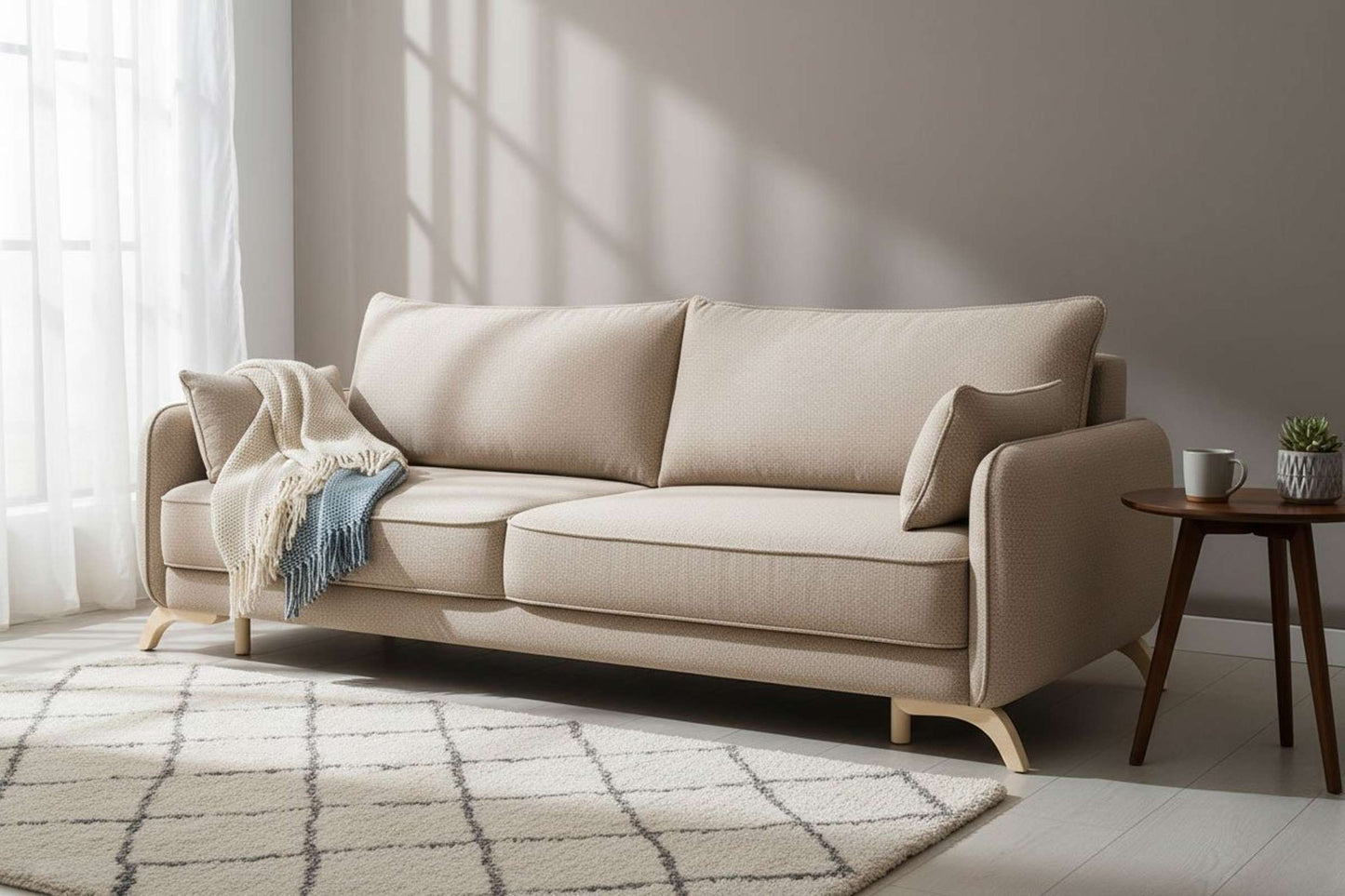 Oliver Sofa Bed Sleeper (Queen Size) Beige