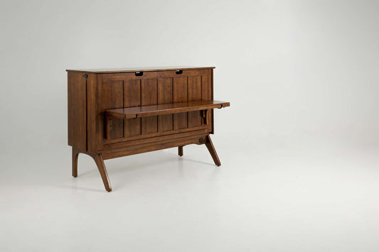 Black Walnut Queen Murphy Cabinet Bed