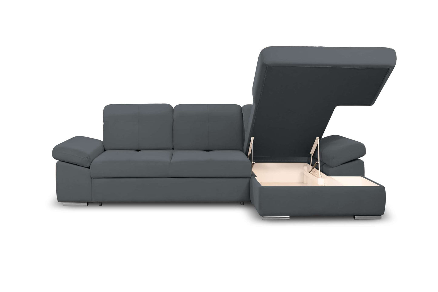 Lion Sectional Sofa Sleeper w/Storage LHF Chaise Perfect Dark Gray