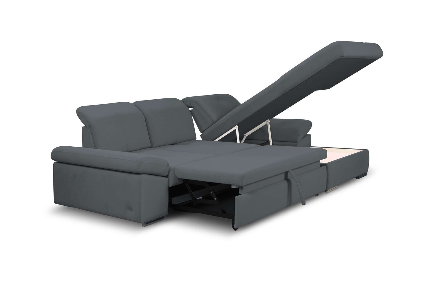 Lion Sectional Sofa Sleeper w/Storage LHF Chaise Perfect Dark Gray