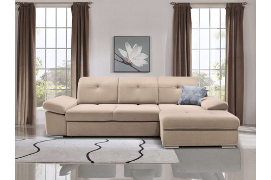 Lion Sectional Sofa Sleeper w/Storage RHF Chaise Vena 07 (Beige)