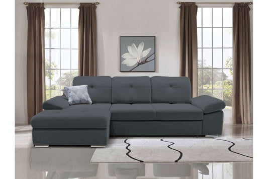 Lion Sectional Sofa Sleeper w/Storage LHF Chaise Perfect Dark Gray