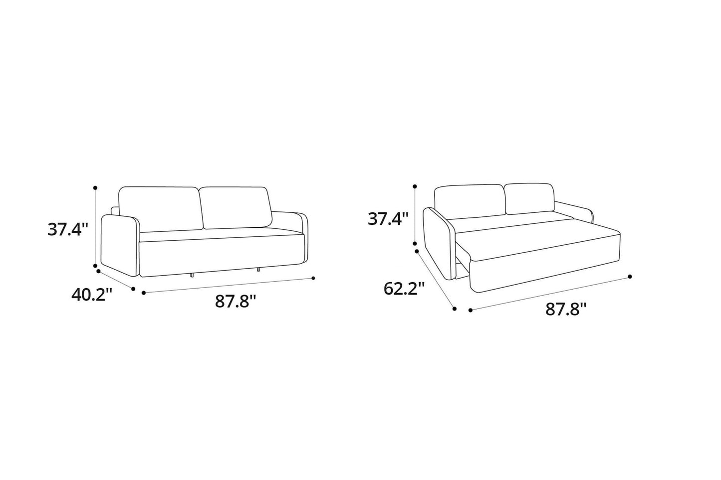 Oliver Sofa Bed Sleeper (Queen Size) Light Gray