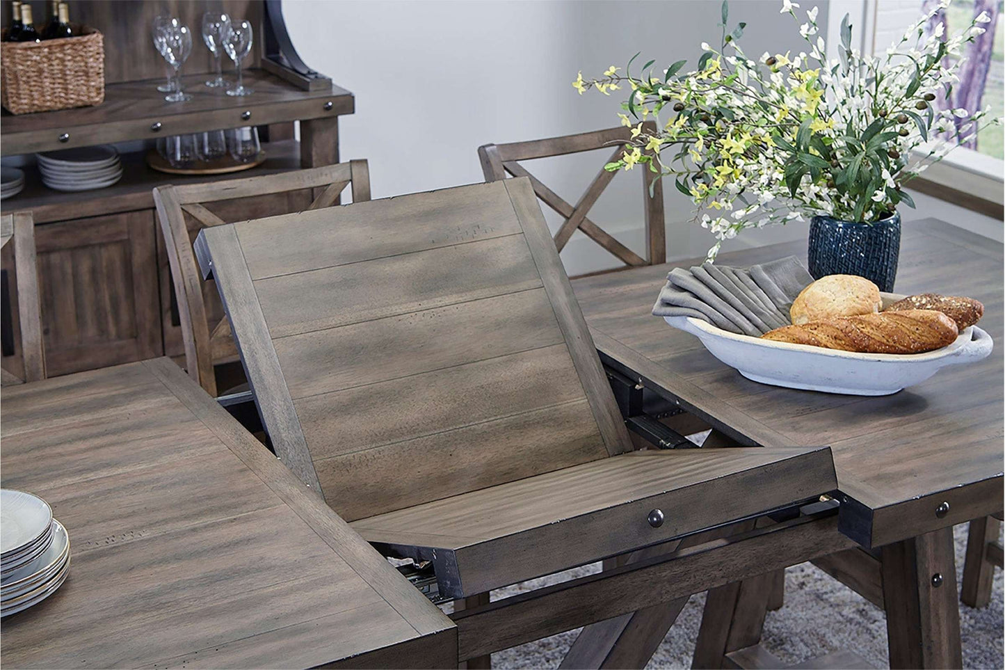 Lodge Dining Counter Height Table 86" x 42-110" with 24" Butterfly Leaf - Modern Counter Height Table