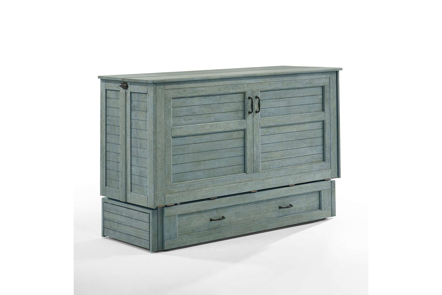 Poppy Antique Blue Queen Murphy Cabinet Bed