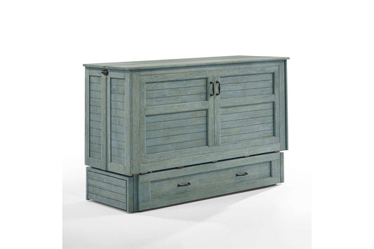 Poppy Antique Blue Queen Murphy Cabinet Bed