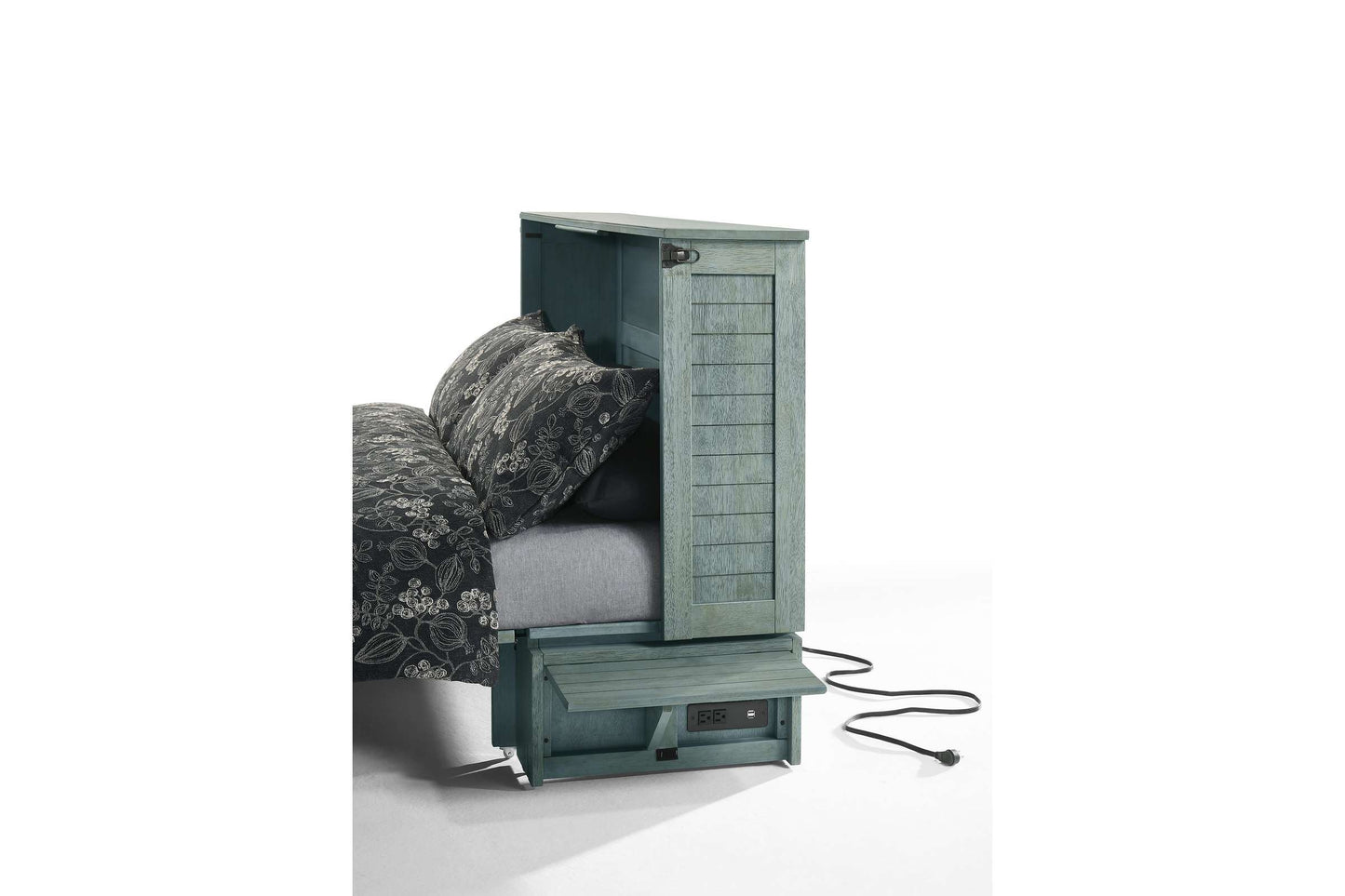 Poppy Antique Blue Queen Murphy Cabinet Bed