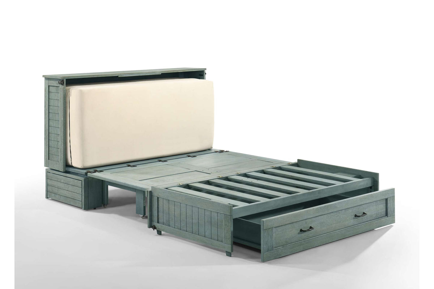 Poppy Antique Blue Queen Murphy Cabinet Bed