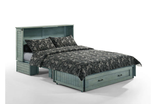 Poppy Antique Blue Queen Murphy Cabinet Bed