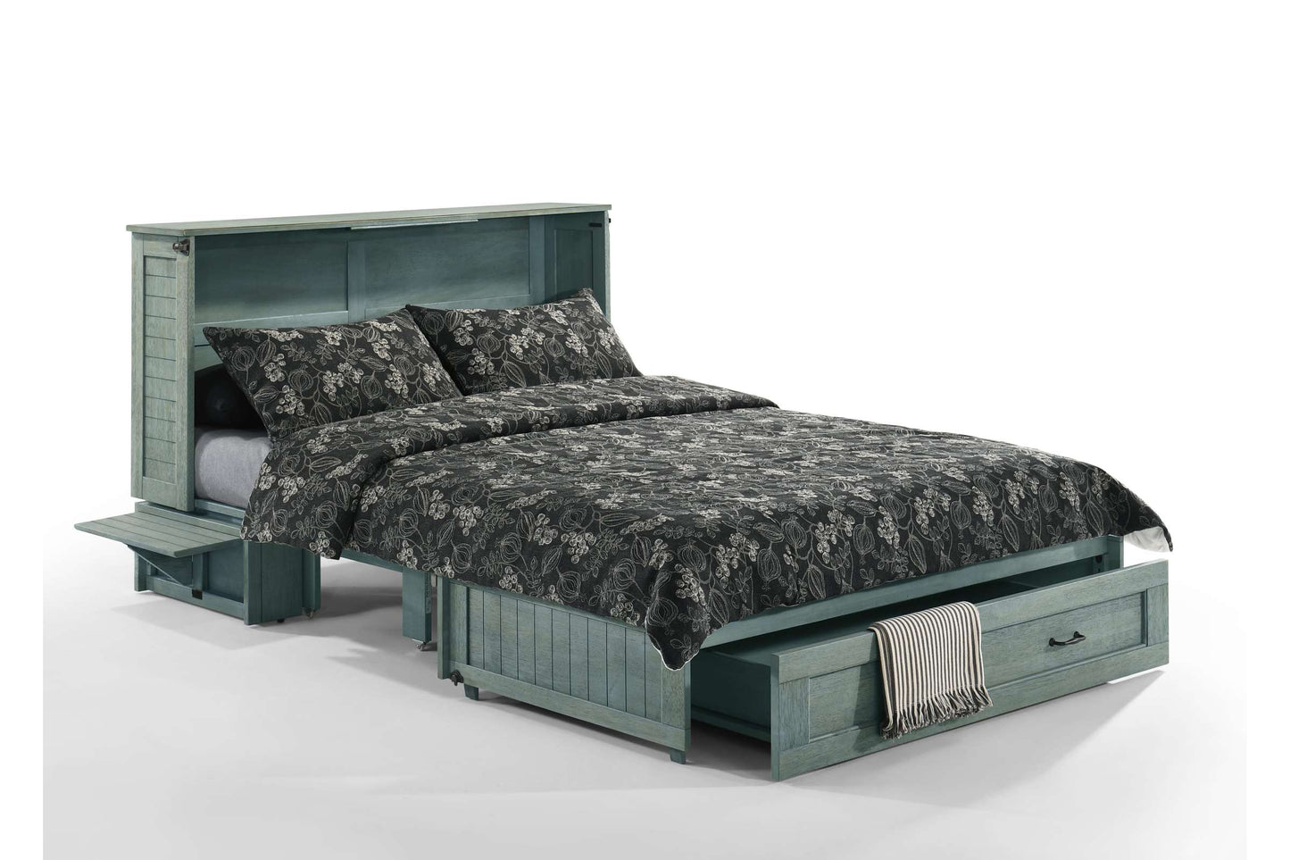 Poppy Antique Blue Queen Murphy Cabinet Bed
