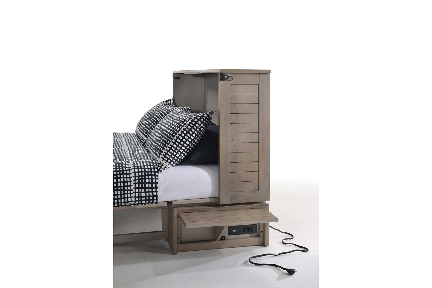 Poppy Brushed Driftwood Queen Murphy Cabinet Bed