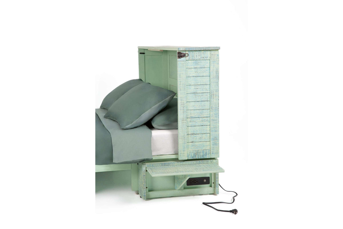 Poppy Seafoam Queen Murphy Cabinet Bed