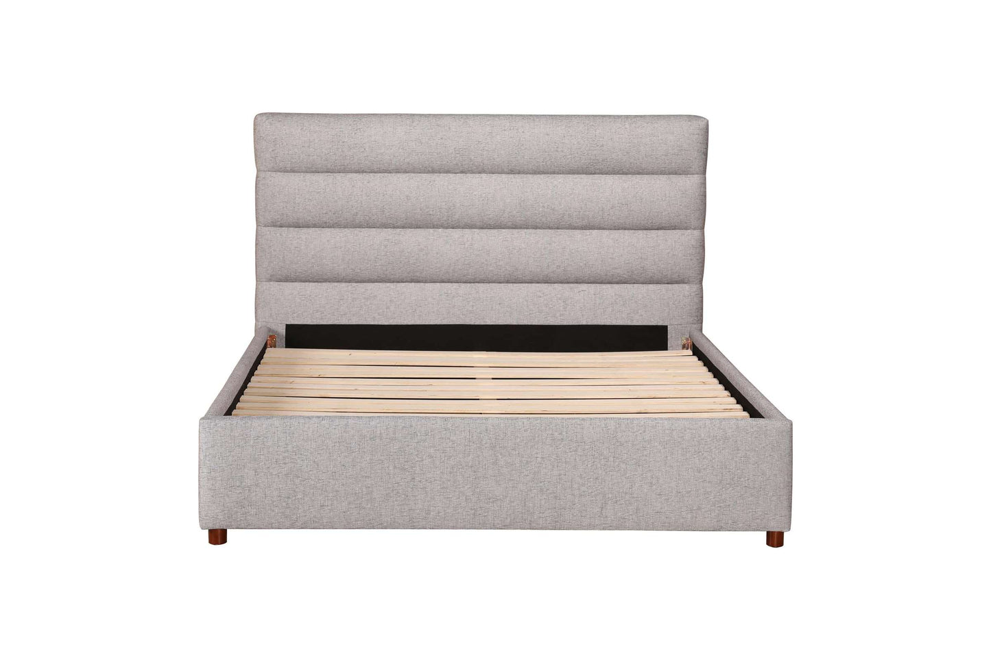 Queen Bed Light Grey Upholstered Modern Minimalist Platform