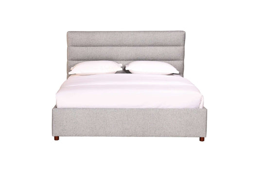Queen Bed Light Grey Upholstered Modern Minimalist Platform