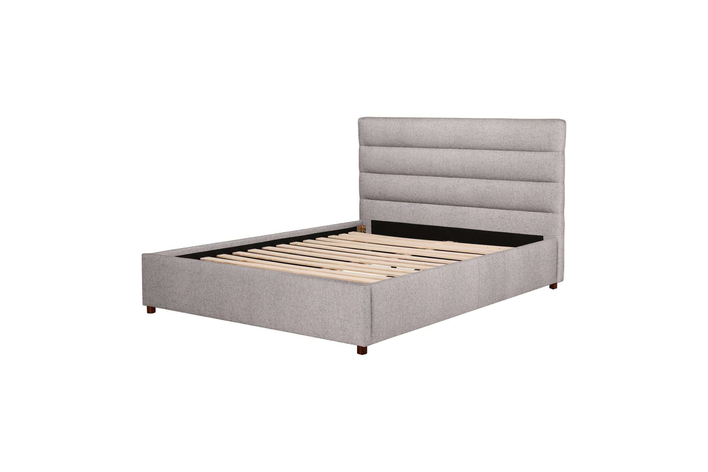 Queen Bed Light Grey Upholstered Modern Minimalist Platform