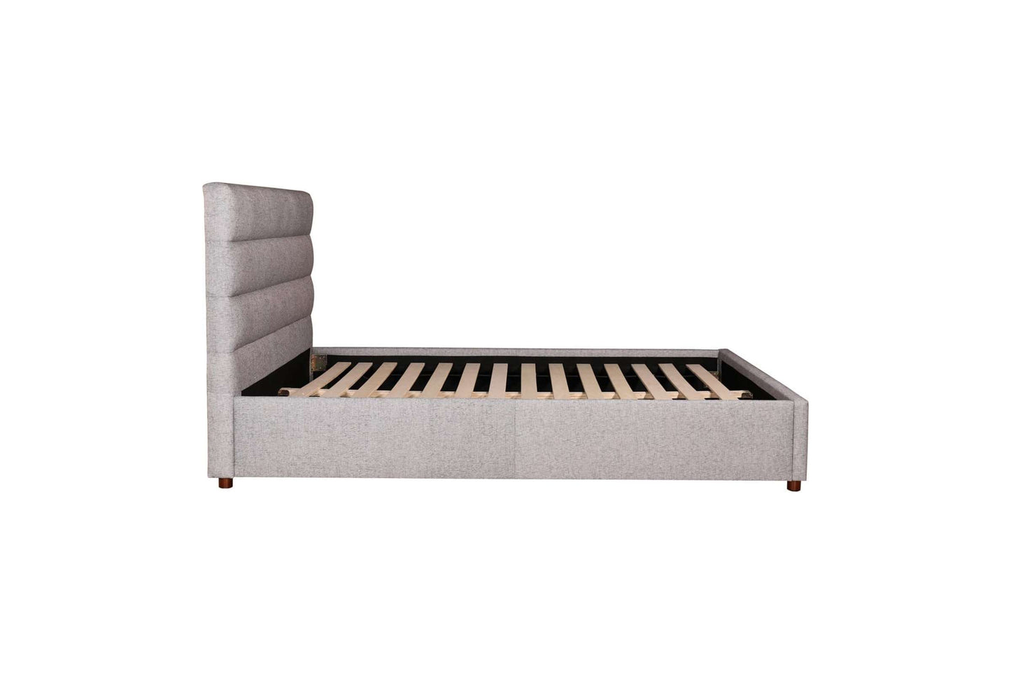 Queen Bed Light Grey Upholstered Modern Minimalist Platform