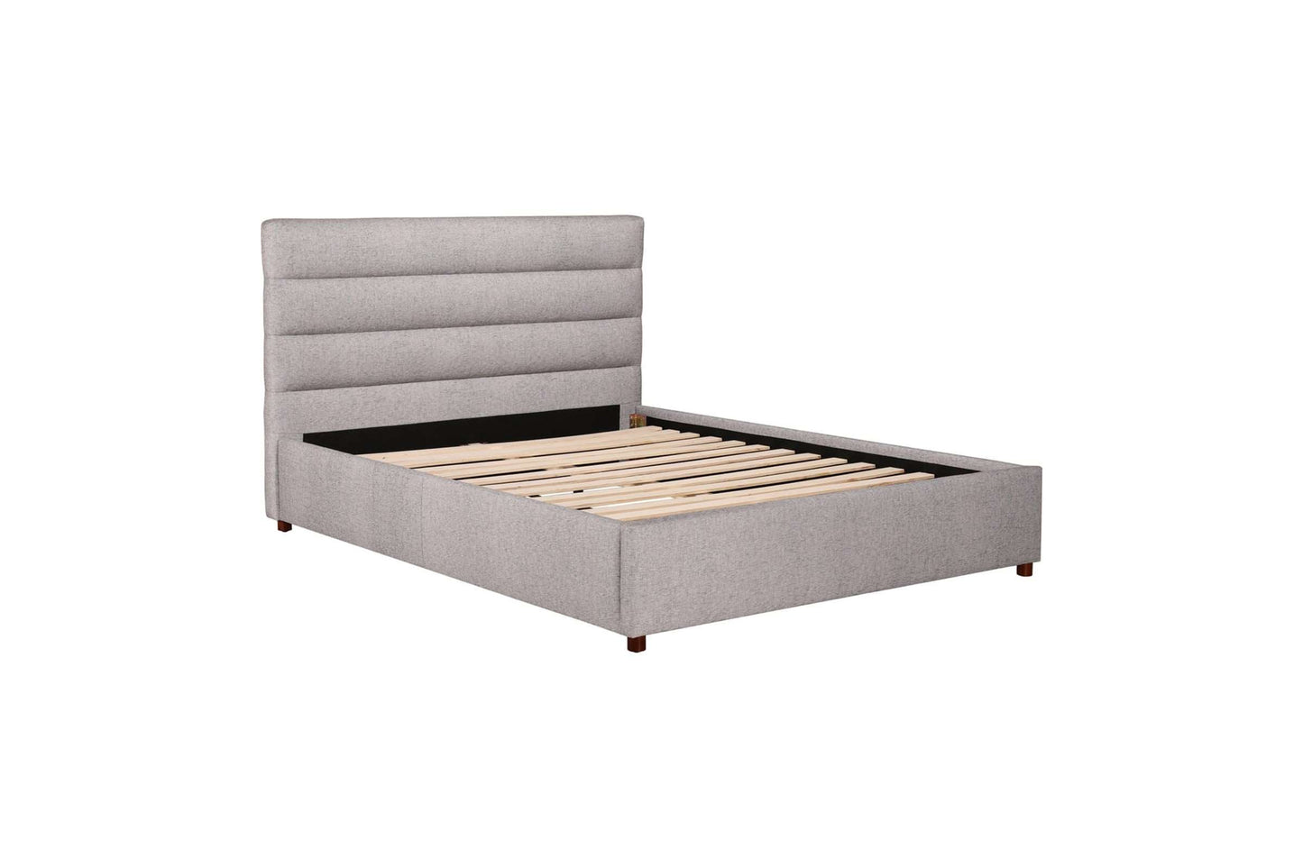 Queen Bed Light Grey Upholstered Modern Minimalist Platform