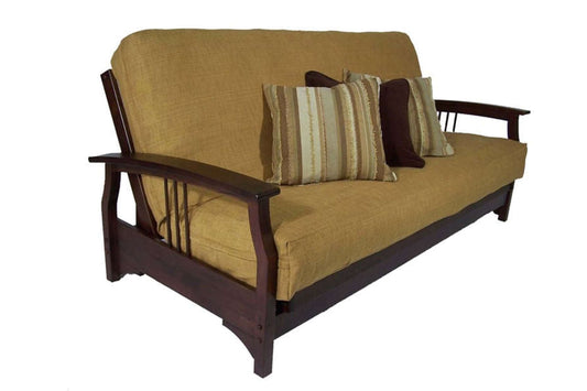 Queen Size Fremont Dark Cherry Wall Hugger Futon Frame